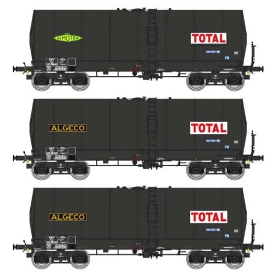 WB-664-Ree modeles WB664 Set de 3 wagons citerne FAUVET-GIREL, bogies Y 23, TOTAL