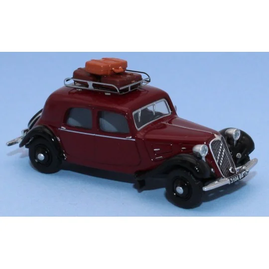 Sai_1811-SAI 1811 Citroën Traction 11A 1935 excelsior red, with roof rack and 3 suitcases
