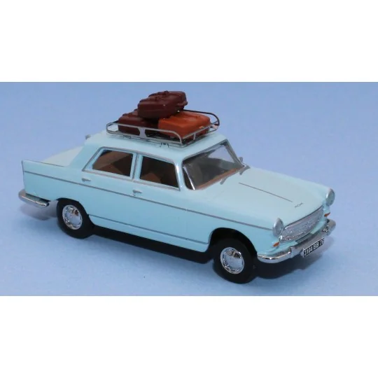 Sai_1822-SAI 1822 Peugeot 404 pastel blue, roof rack and 3 suitcases