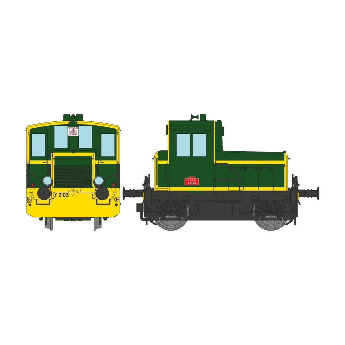 Ree Modeles MB147.S Y2103 Diesel Locomotive, Green 301, yellow slee...