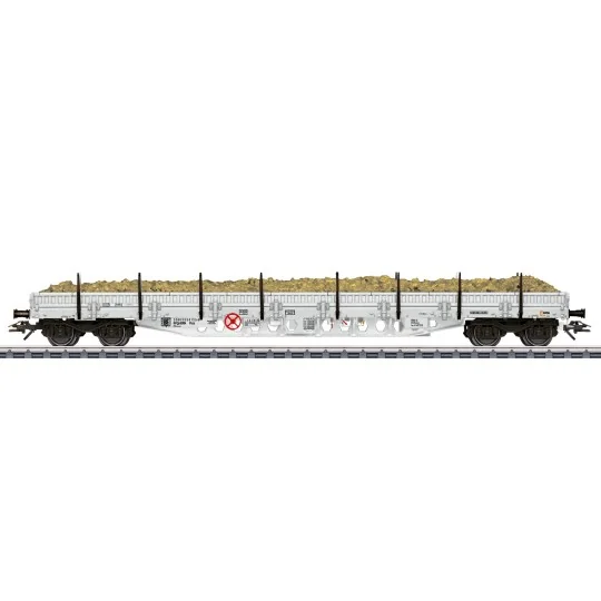 Marklin_46016-Marklin 46016 Side wagons with stanchions Res, Sersa AG, loaded with ballast