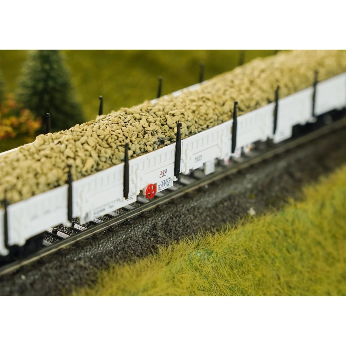Marklin 46016 Side wagons with stanchions Res, Sersa AG, loaded wit...