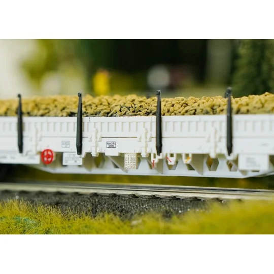 Marklin_46016-Marklin 46016 Side wagons with stanchions Res, Sersa AG, loaded with ballast