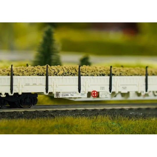 Marklin_46016-Marklin 46016 Side wagons with stanchions Res, Sersa AG, loaded with ballast