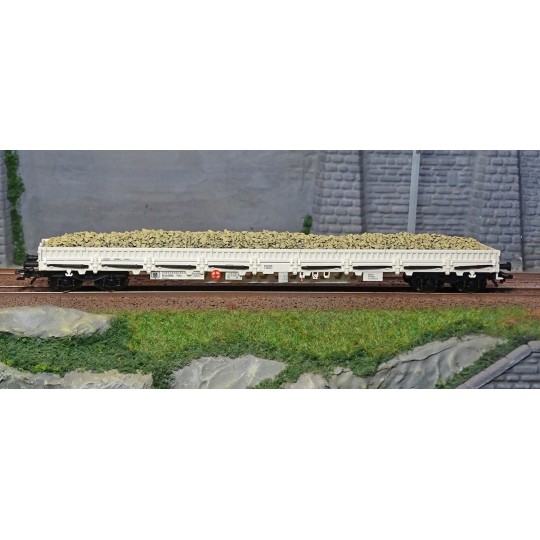 Marklin_46016-Marklin 46016 Side wagons with stanchions Res, Sersa AG, loaded with ballast