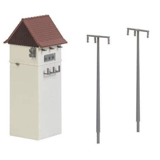 Faller_120241-Faller 120241 Model Kit, Transformer with Power Line Pylon