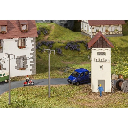 Faller_120241-Faller 120241 Maquette, transformateur avec pylône de ligne électrique