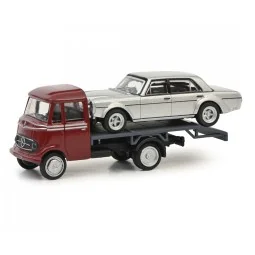 Schuco 452661700 Red Mercedes L319 Truck, Flatbed Loaded with Grey ...