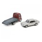 Schuco_452661700-Schuco 452661700 Red Mercedes L319 Truck, Flatbed Loaded with Grey Car