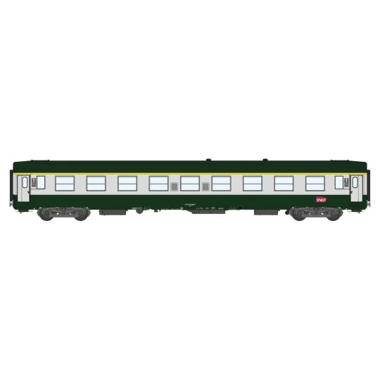 VB-305-Ree Modeles VB305 UIC A9 passenger car, green 302/grey 804, Carmillon logo, SNCF