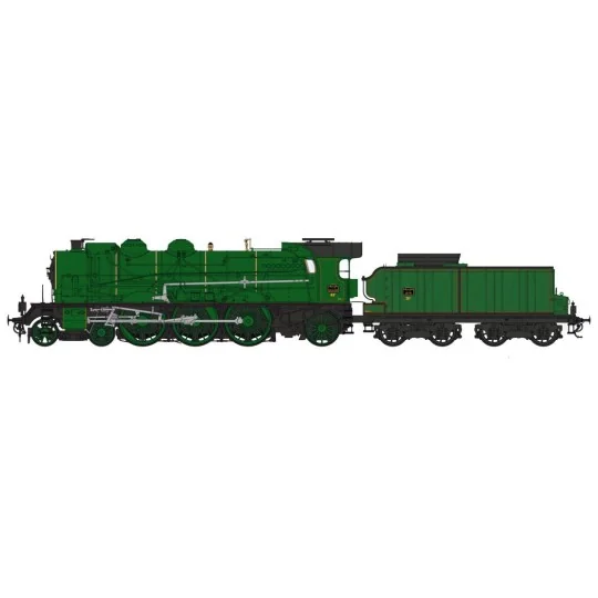 MB-134-Ree Modeles MB134 Steam Locomotive 231 D 154, Green PLM, PLM