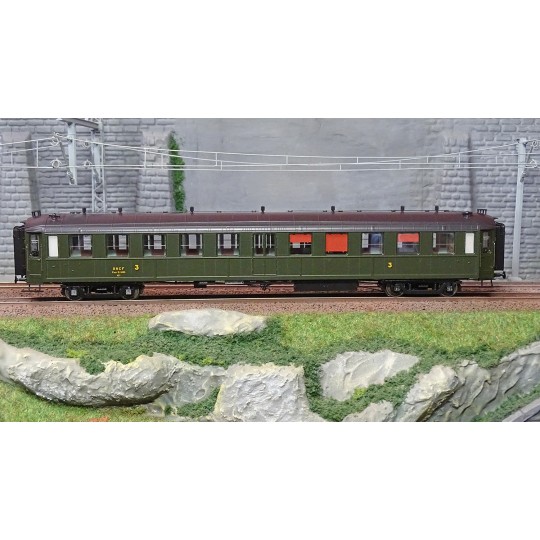 VB-368-Ree Modeles VB368 Voiture Bacalan 3ème classe C11myfi, SNCF, toit noir, échelles
