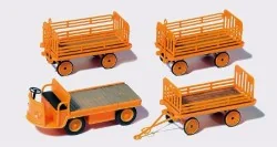 Preiser 17120 Electric Dock Cart and Three Trailers - Preiser - Pre...