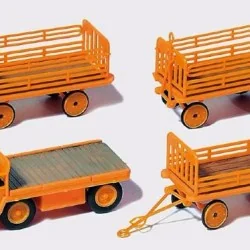 Preiser 17120 Electric Dock Cart and Three Trailers - Preiser - Pre...