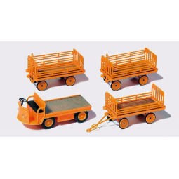 Preiser 17120 Electric Dock Cart and Three Trailers - Preiser_17120