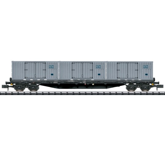 Trix_18431-MiniTrix 18431 Bogie flat wagons type Rgs 3910, DR, scale N