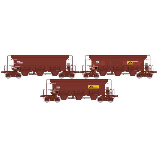 WB-803-Ree modeles WB803 Set de 3 wagons trémie F70 Facs, STVA / SWG / Mallet, ep. V-VI