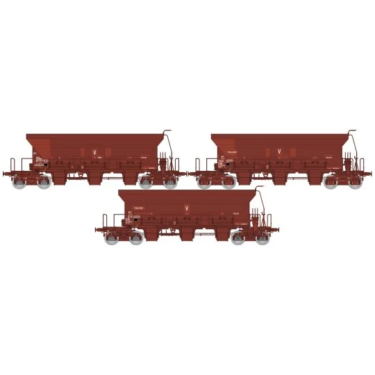 WB-808-Ree Models WB808 Set of 3 Ballast Hopper Wagons F70 Uas, SNCF, INFRA V, ep. V-VI