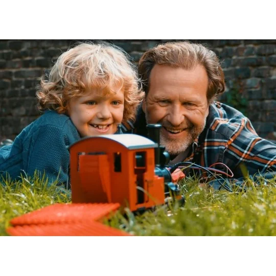 LGB_90463-LGB 90463 Starter set of building bricks (Lego type), with steam locomotive and 2 wagons, garden train