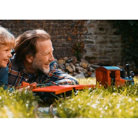 LGB_90463-LGB 90463 Starter set of building bricks (Lego type), with steam locomotive and 2 wagons, garden train