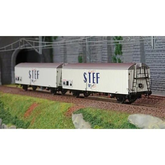 Ls Models 30235 Set de 2 wagons frigorifiques HI, courts, STEF bleu, toit gris, marquage SNCF pré UIC Ls models Lsm_30235 - 4 Lsm_30235-Ls Models 30235 Set de 2 wagons frigorifiques HI, courts, STEF bleu, toit gris, marquage SNCF pré UIC