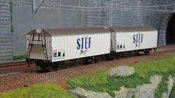 Ls Models 30236 Set de 2 wagons frigorifiques lbes, courts, STEF bleu, toit gris, marquage UIC Ls models Lsm_30236 - 1