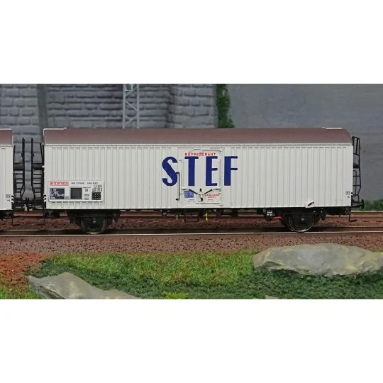 LS Models 30236 Set of 2 short, narrow-body refrigerated wagons, ST... Lsm_30236-LS Models 30236 Set of 2 short, narrow-body refrigerated wagons, STEF blue livery, grey roof, UIC markings