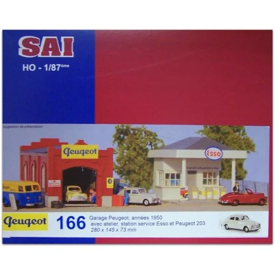 Sai_166-Sai 166 Peugeot Garage 1950/1960 with service station and Peugeot 203