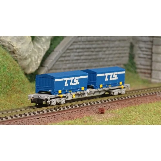 Arnold HN6582 Wagon porte conteneurs à bogies type Sgnss, Novatrans, SNCF, chargés 2 conteneurs T.T.S 22', échelle N Arnold HN65 HN6582-Arnold HN6582 Wagon porte conteneurs à bogies type Sgnss, Novatrans, SNCF, chargés 2 conteneurs T.T.S 22', échelle N