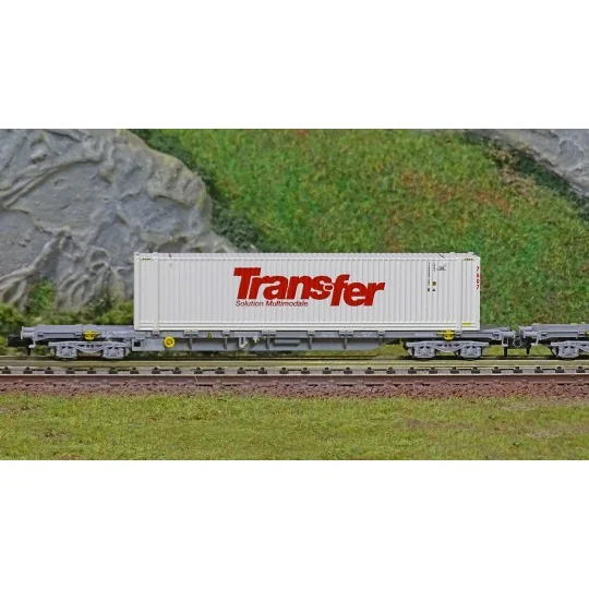 Arnold HN6584 Set de 2 wagons porte conteneurs à bogies type Sgss, Novatrans, SNCF, chargés conteneurs Trans-Fer 45', échelle N HN6584-Arnold HN6584 Set de 2 wagons porte conteneurs à bogies type Sgss, Novatrans, SNCF, chargés conteneurs Trans-Fer 45', échelle N