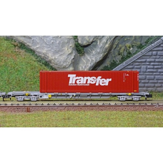 HN6584-Arnold HN6584 Set of 2 Sgss type bogie container wagons, Novatrans, SNCF, loaded with Trans-Fer 45' containers, N scale