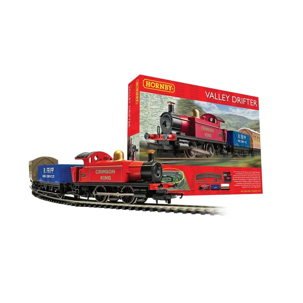 Hornby R1270P Valley Drifter Starter Set, Steam Locomotive + Wagons...