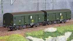 Models World 30318 Set de 2 fourgons à bagages, SNCF, Dd2ai, Vert 301, marquage UIC, feux fin de convoi Models World MW_30318 - 