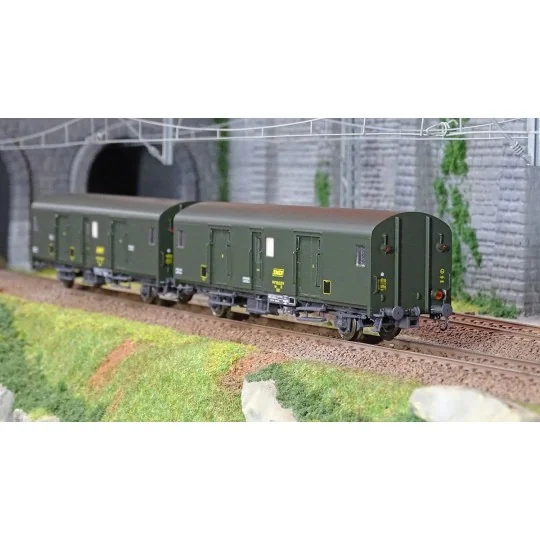 Models World 30318 Set de 2 fourgons à bagages, SNCF, Dd2ai, Vert 301, marquage UIC, feux fin de convoi Models World MW_30318 - MW_30318-Models World 30318 Set de 2 fourgons à bagages, SNCF, Dd2ai, Vert 301, marquage UIC, feux fin de convoi