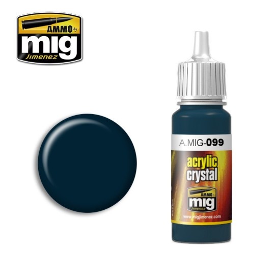 A.MIG-0099-Acrylic paint BLACK BLUE CRYSTAL (AND TAIL LIGHT OFF) 17ml Mig