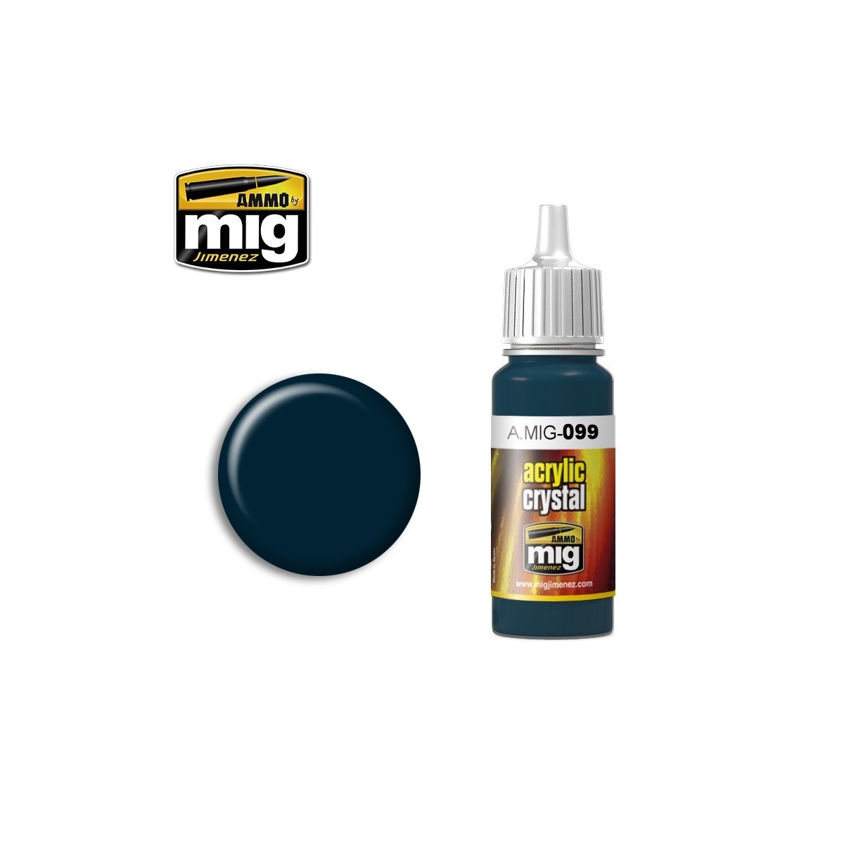 Peinture acrylique NOIR BLEU CRISTAL (ET FEU ARRIERE ETEINT) 17ml Mig AMMO - MIG Jimenez A.MIG-0099 - 1