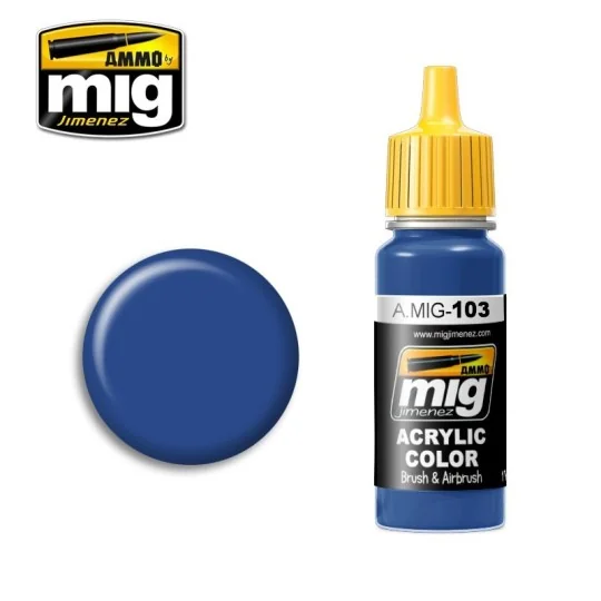 Peinture acrylique BLEU MOYEN 17ml Mig AMMO - MIG Jimenez A.MIG-0103 - 1 A.MIG-0103-Peinture acrylique BLEU MOYEN 17ml Mig - A.MIG-0103