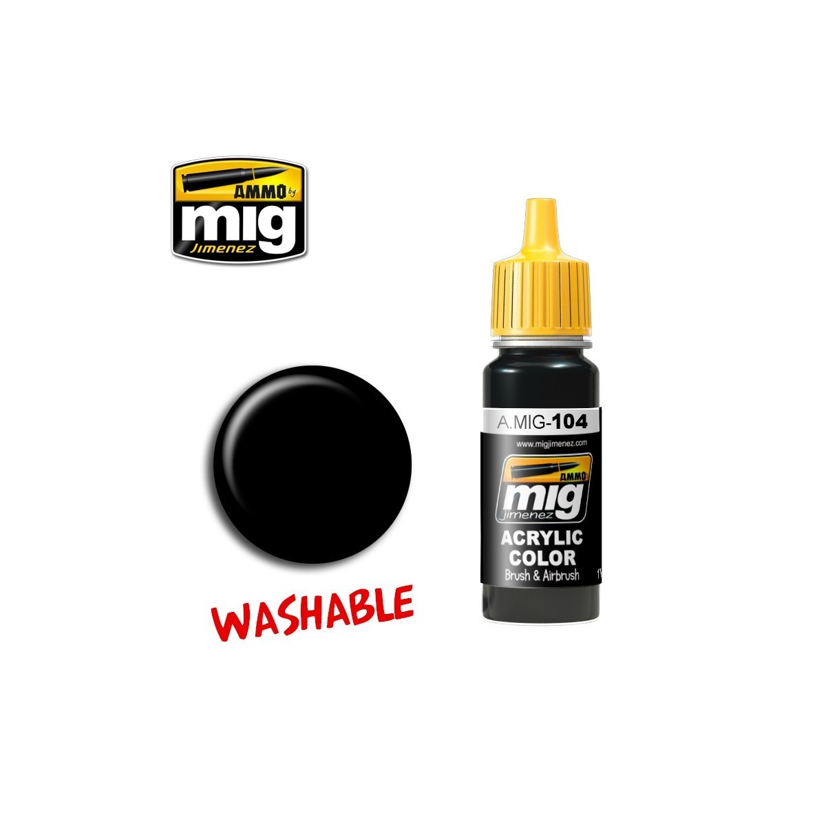 Peinture acrylique NOIR LAVABLE 17ml Mig AMMO - MIG Jimenez A.MIG-0104 - 1