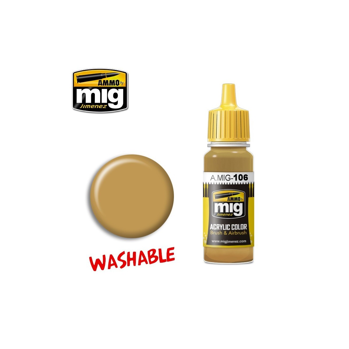 Peinture acrylique SABLE LAVABLE (RAL 8020) 17ml Mig AMMO - MIG Jimenez A.MIG-0106 - 1