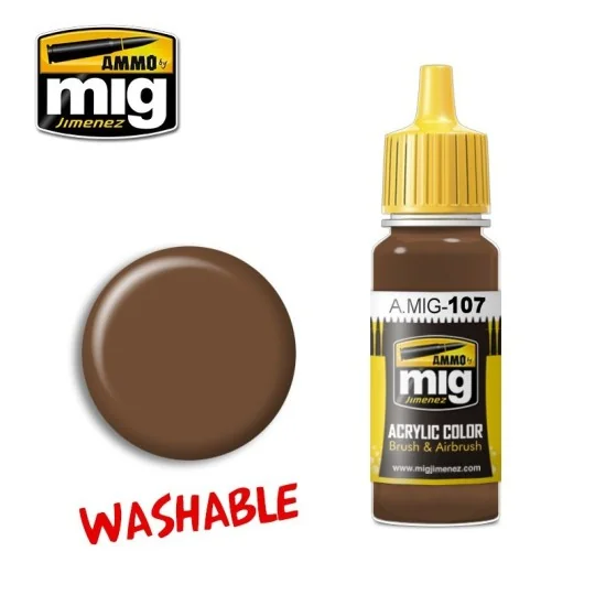 Washable Earth Acrylic Paint 17ml Mig A.MIG-0107-Washable Earth Acrylic Paint 17ml Mig - A.MIG-0107