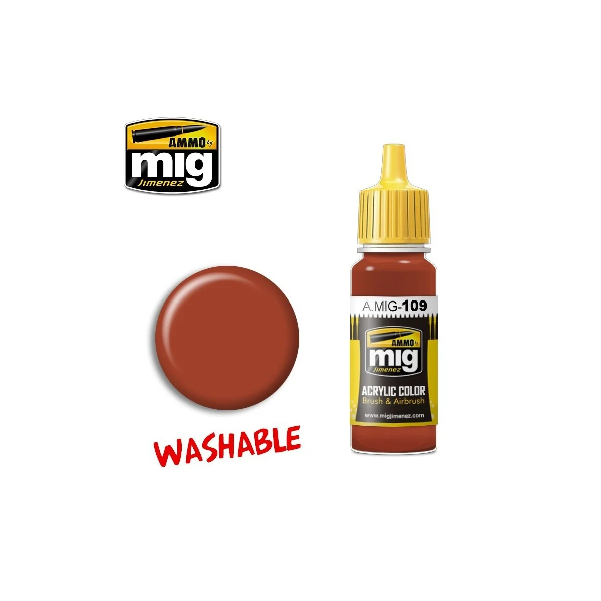 Peinture acrylique ROUILLE LAVABLE 17ml Mig AMMO - MIG Jimenez A.MIG-0109 - 1 Peinture acrylique ROUILLE LAVABLE 17ml Mig AMMO - MIG Jimenez A.MIG-0109 - 1
