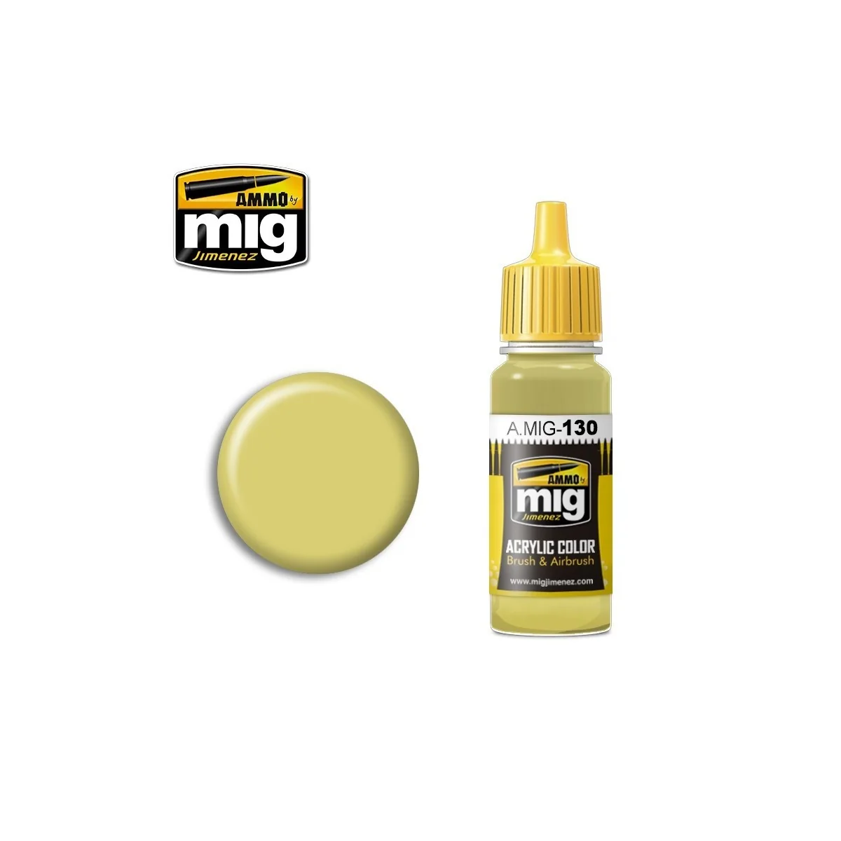 Peinture acrylique JAUNE DÉLAVÉ 17ml Mig AMMO - MIG Jimenez A.MIG-0130 - 1 Peinture acrylique JAUNE DÉLAVÉ 17ml Mig AMMO - MIG Jimenez A.MIG-0130 - 1