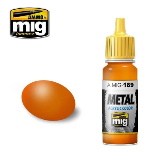 Peinture acrylique ORANGE MÉTALLIQUE 17ml Mig AMMO - MIG Jimenez A.MIG-0189 - 1 A.MIG-0189-Peinture acrylique ORANGE MÉTALLIQUE 17ml Mig - A.MIG-0189