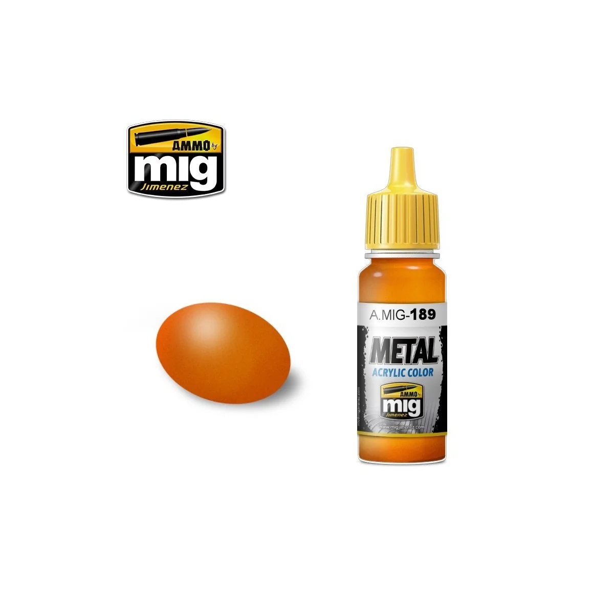 Peinture acrylique ORANGE MÉTALLIQUE 17ml Mig AMMO - MIG Jimenez A.MIG-0189 - 1 Peinture acrylique ORANGE MÉTALLIQUE 17ml Mig AMMO - MIG Jimenez A.MIG-0189 - 1