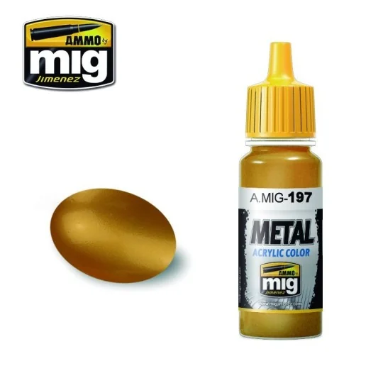 Brass acrylic paint 17ml Mig A.MIG-0197-Brass acrylic paint 17ml Mig - A.MIG-0197
