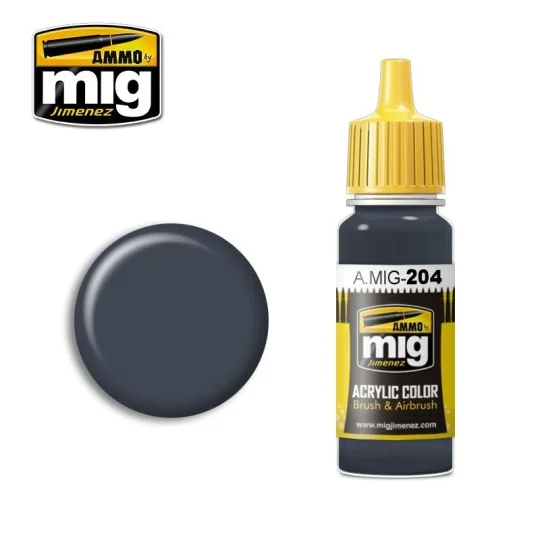 A.MIG-0204-FS 36118 Medium Gunship Grey Acrylic Paint 17ml Mig - A.MIG-0204