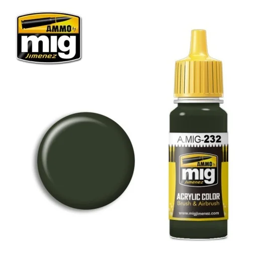 A.MIG-0232-RLM 70 Black Green Acrylic Paint 17ml Mig