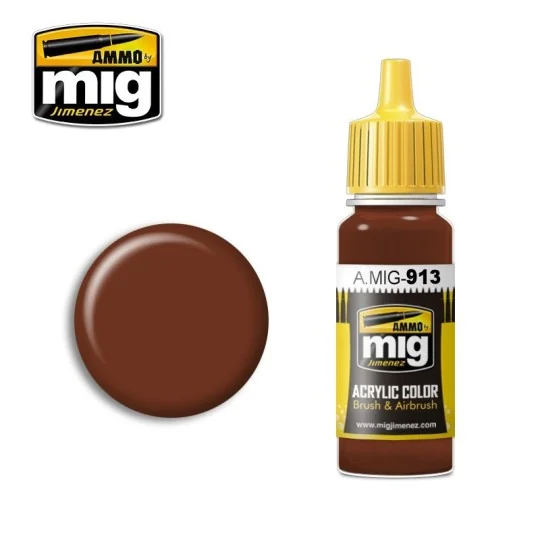 Acrylic paint, brown and red base, 17ml, Mig A.MIG-0913-Acrylic paint, brown and red base, 17ml, Mig - A.MIG-0913
