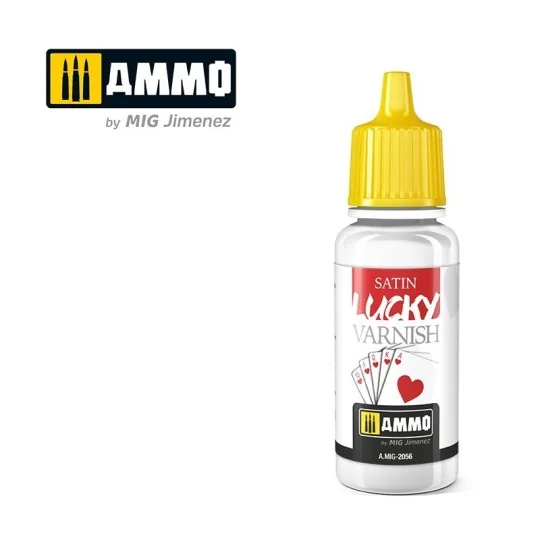 Peinture acrylique VERNIS SATINÉ LUCKY (FORMAT 17ML) 17ml Mig AMMO - MIG Jimenez A.MIG-2056 - 1 A.MIG-2056-Peinture acrylique VERNIS SATINÉ LUCKY (FORMAT 17ML) 17ml Mig - A.MIG-2056