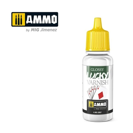 Peinture acrylique VERNIS BRILLANT LUCKY (FORMAT 17ML) 17ml Mig AMMO - MIG Jimenez A.MIG-2057 - 1 A.MIG-2057-Peinture acrylique VERNIS BRILLANT LUCKY (FORMAT 17ML) 17ml Mig - A.MIG-2057